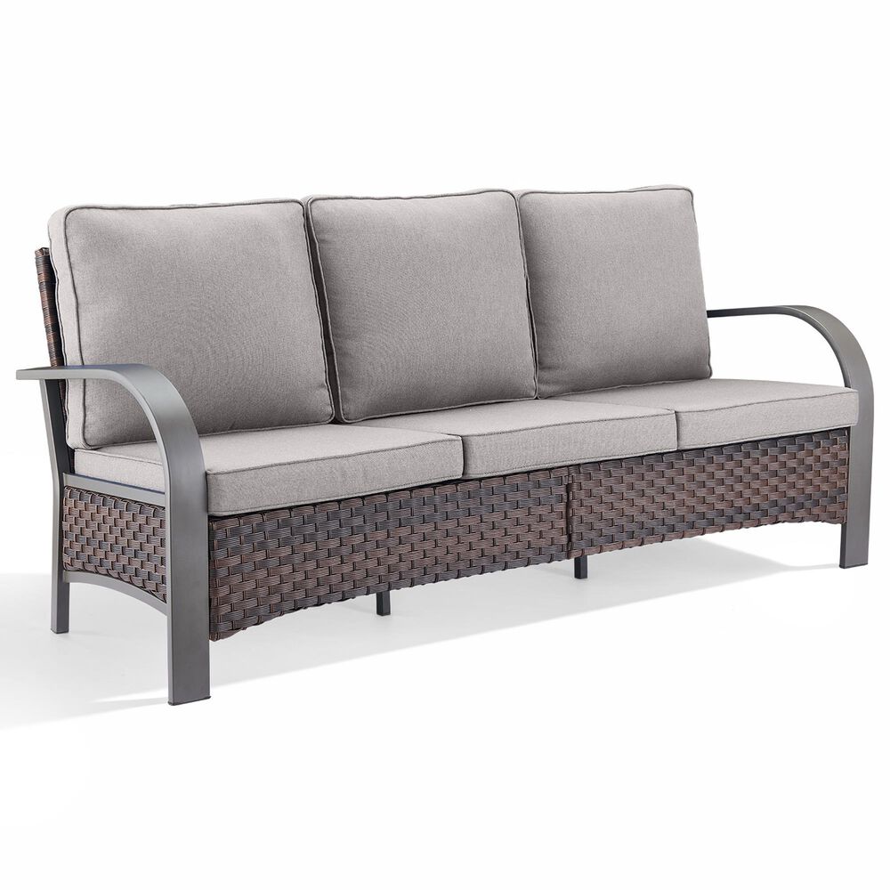 Sunwell Garden 3-Seater Patio Sofa with Curved Armrests in Gray, , large