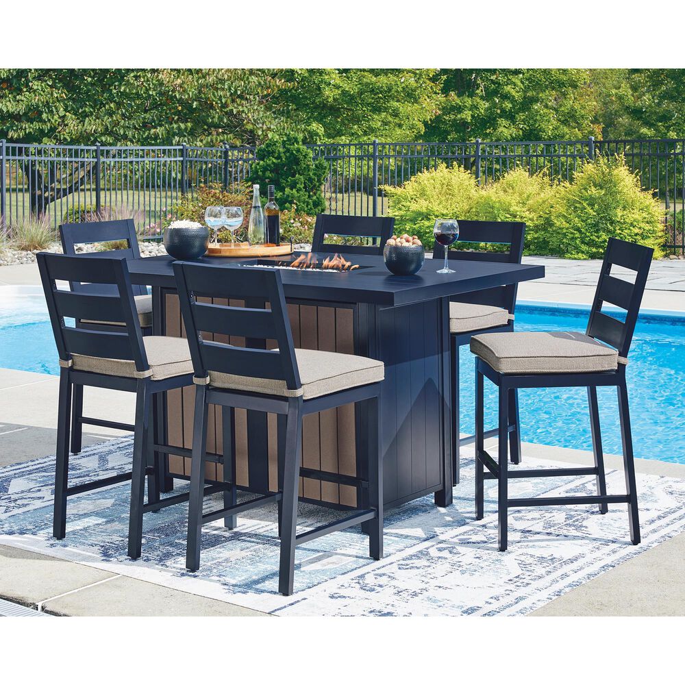 Ashley East Beach Barstool in Navy Blue (Set of 2), , large