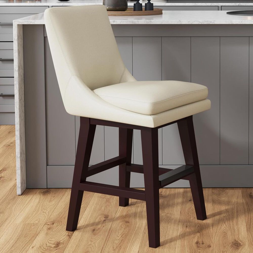 Mayberry Hill Villanova Swivel Counter Stool with Beige Cushion in Espresso, , large