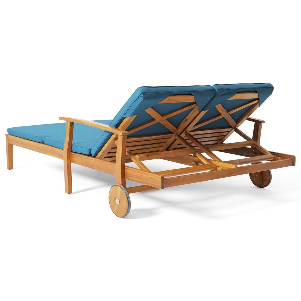 Hearth and Haven Perla Outdoor Double Chaise Lounge with Cushion in Teak, , large