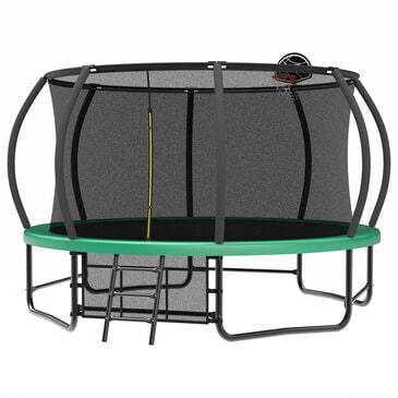 HOMLUX 14" Outdoor Trampoline in Green, , large
