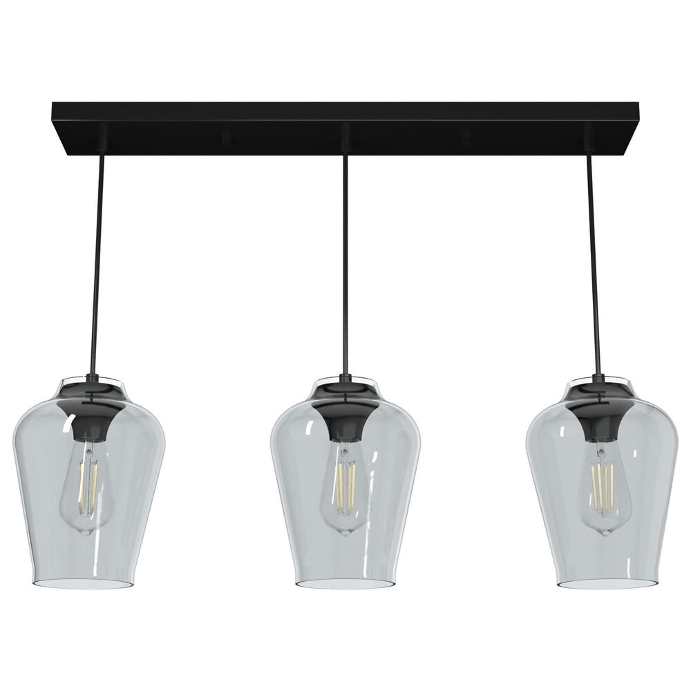 Hunter Vidria 3-Light Linear Pendant Cluster in Matte Black, , large