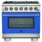 Forno Capriasca 36" Freestanding Gas Range in Blue and Stainless Steel, , large