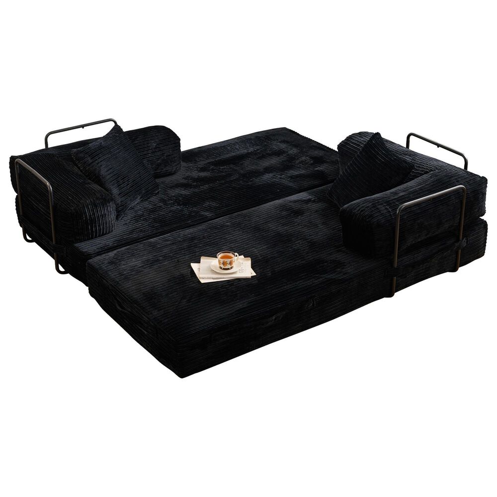 HOMLUX 80" Convertible Modular Sofa Bed in Black, , large