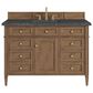 James Martin Brittany 48" Single Bathroom Vanity in Pecan with 3 cm Parisien Bleu Silestone Top and Rectangular Sink, , large