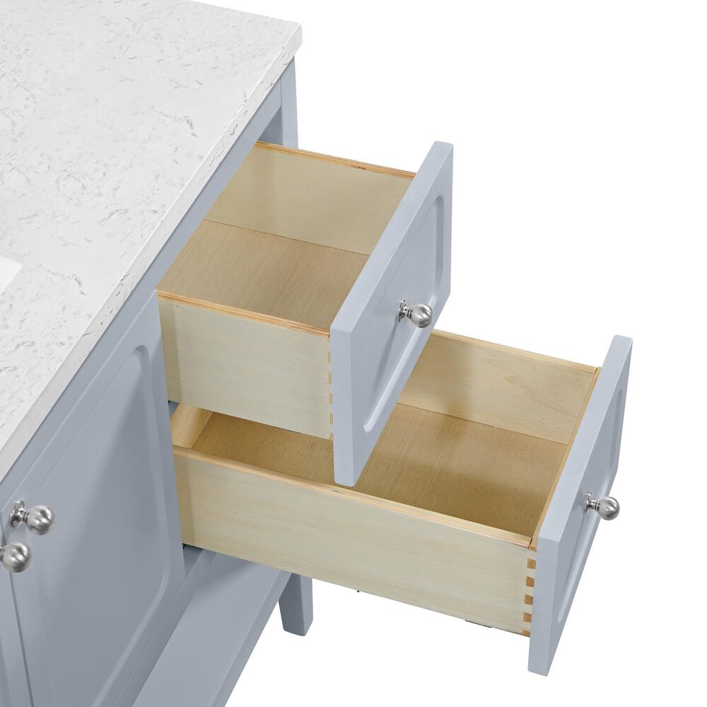 37B Ravello 48" Single Bathroom Vanity Cabinet in Soft Blue with Marble Top and Backsplash, , large