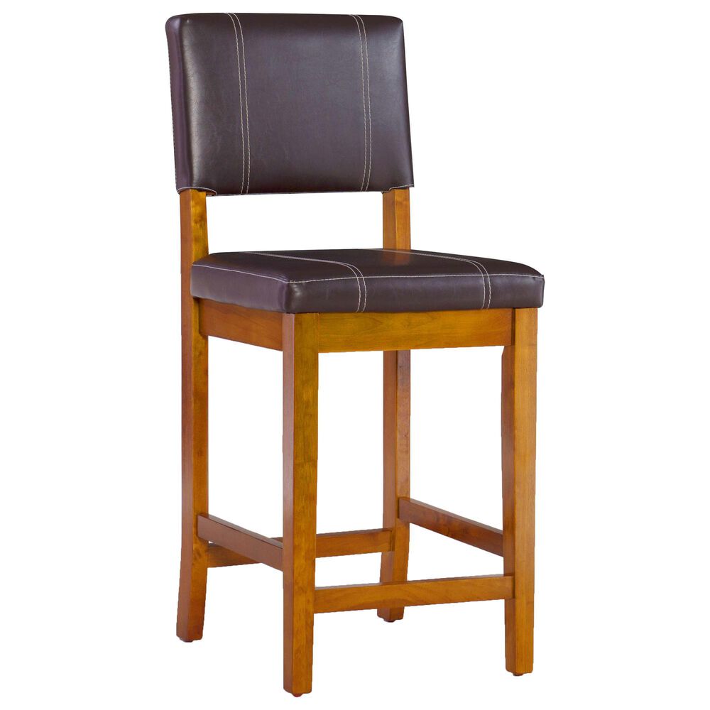 Linon Home Decor Milano Counter Stool with Brown Cushion in Walnut, , large