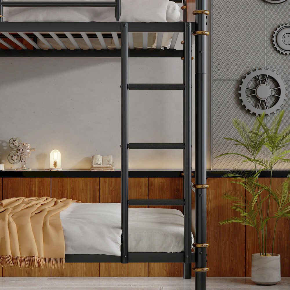 Hearth and Haven Twin XL over Twin XL Detachable Bunk Bed in Black and Gold, , large