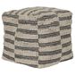 India House 18" x 18" Square Fringe Pouf in Black and Natural, , large