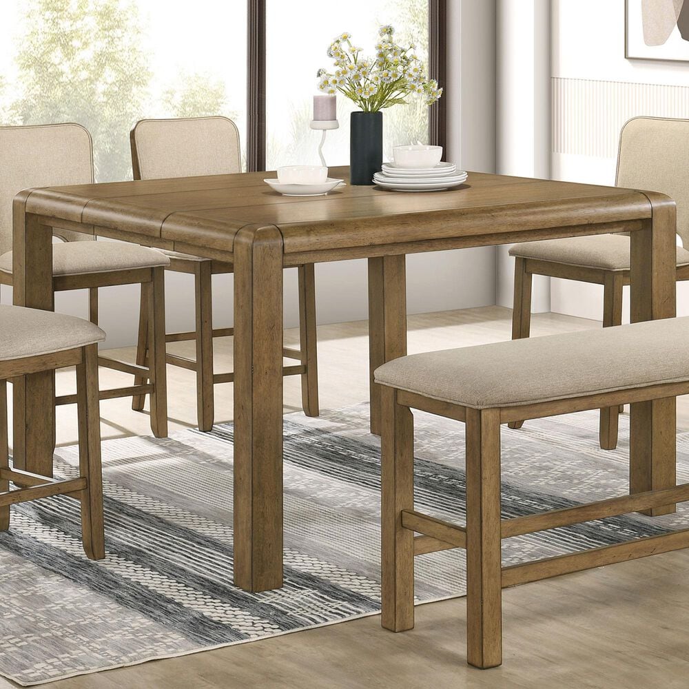 Crown Mark Cockrell Counter Height Extension Table in Antique Brown - Table with 1-18" Leaf, , large