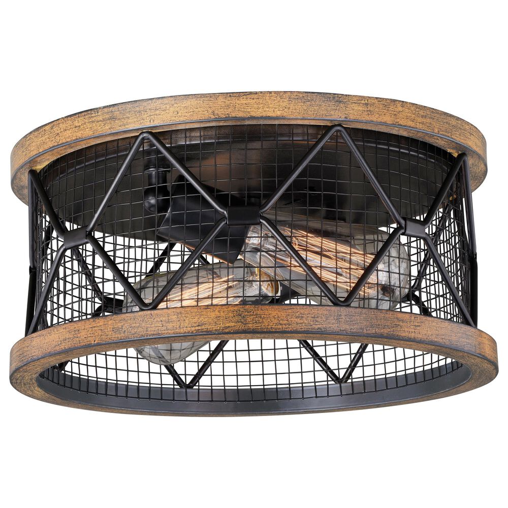 Vaxcel Bremerton 2-Light Flush Mount in Oil Rubbed Bronze and Burnished Teak, , large