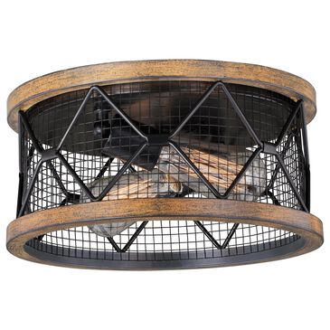 Vaxcel Bremerton 2-Light Flush Mount in Oil Rubbed Bronze and Burnished Teak, , large