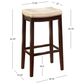 Linon Home Decor Claridge Bar Stool with Beige Cushion in Dark Brown (Set of 2), , large