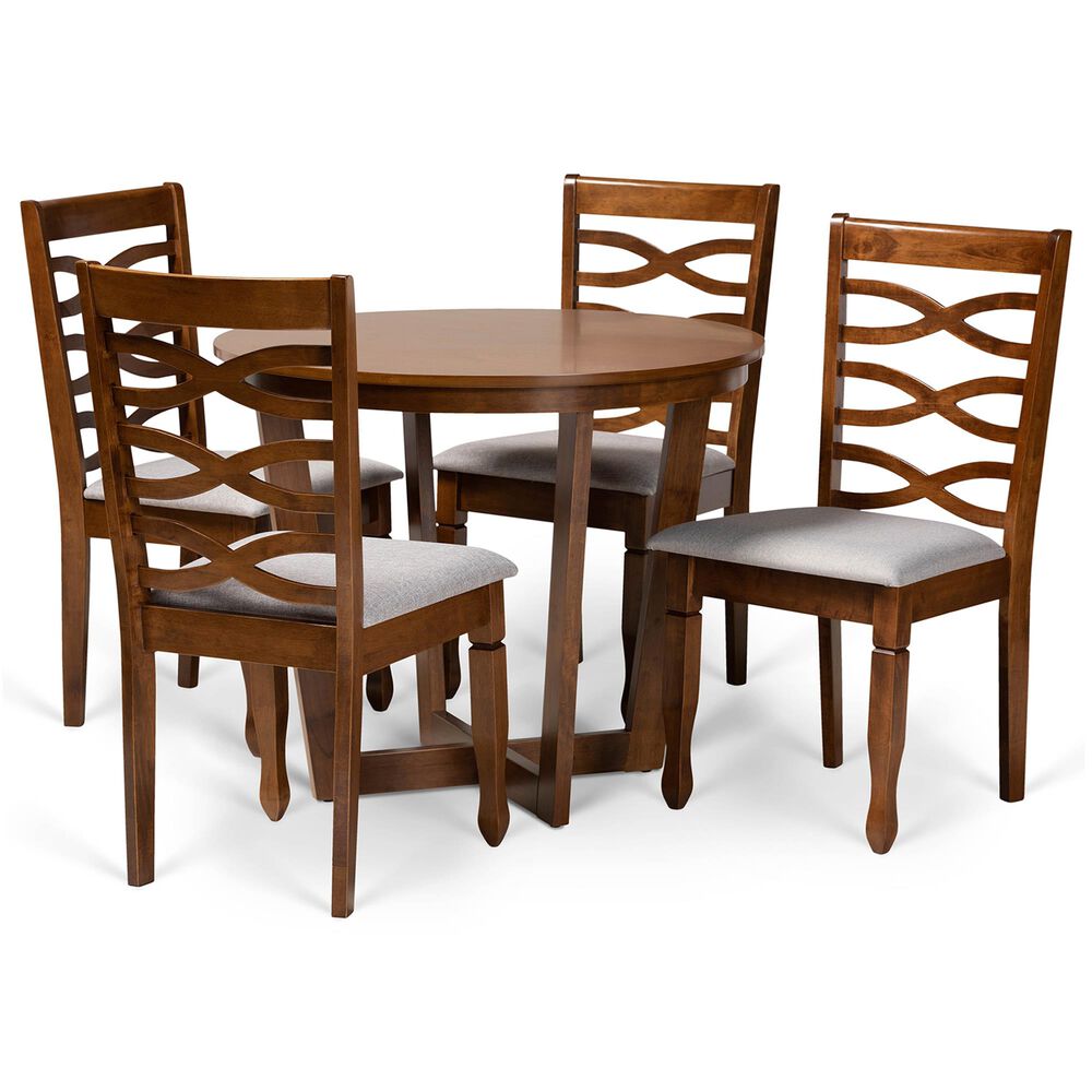 Baxton Studio Alicia 5-Piece Dining Set in Grey/Walnut Brown, , large