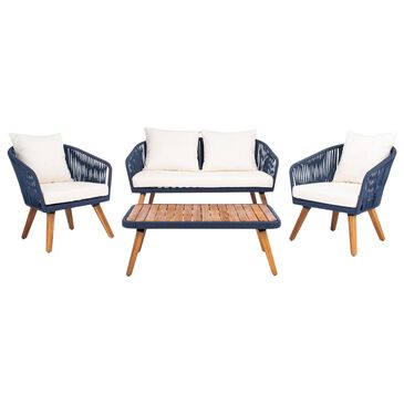 Safavieh Dandra 4-Piece Patio Living Set in Navy and Natural, , large