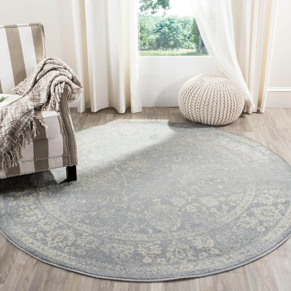 Safavieh Adirondack ADR109T-6R 6" x 6" Slate/Ivory Round Rug, , large