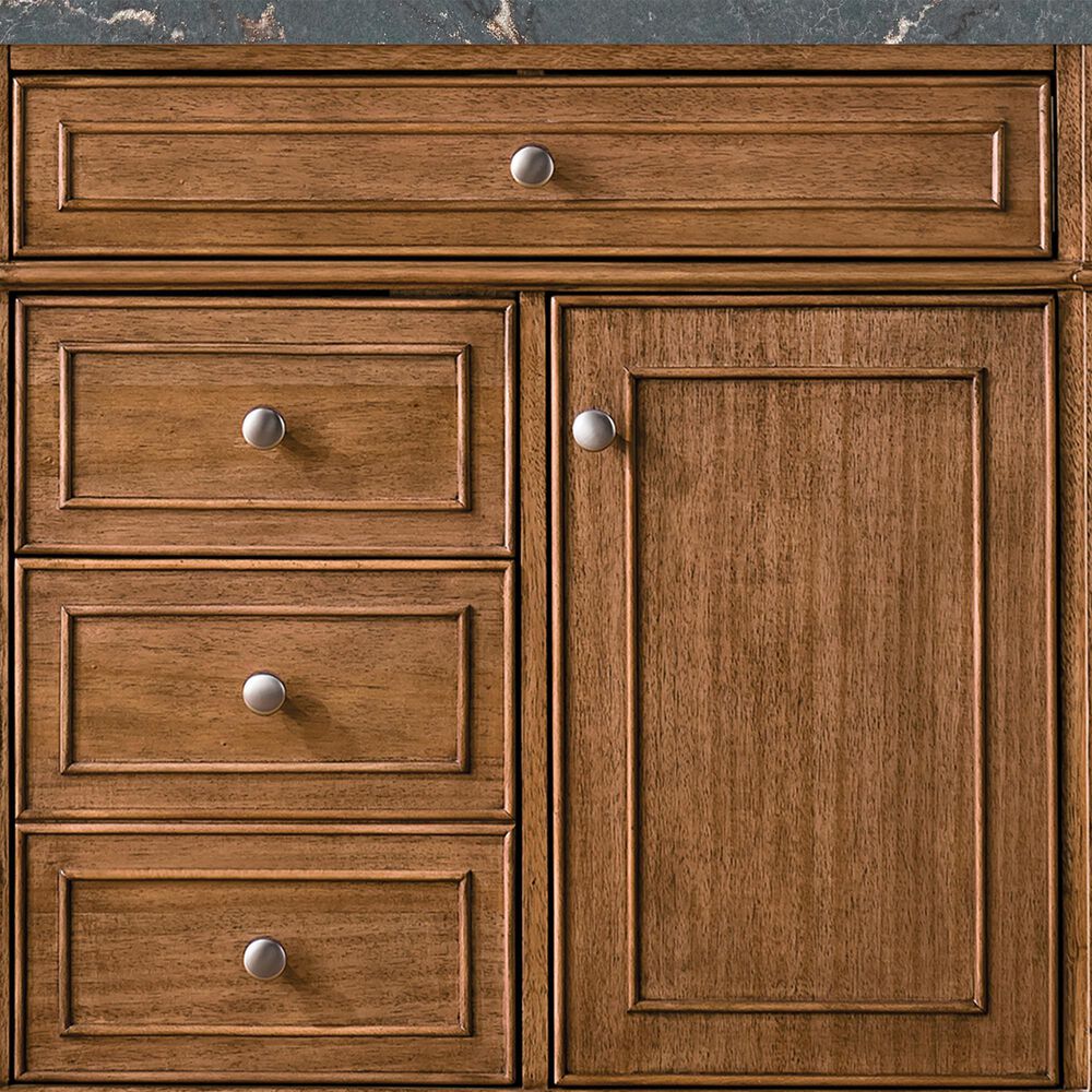 James Martin Vanities Bristol 36&quot; Single Bathroom Vanity in Saddle Brown with 3 cm Parisien Bleu Quartz Top and Rectangular Sink, , large