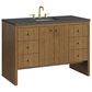 James Martin Hudson 48" Single Bathroom Vanity in Honey Oak with 3 cm Parisien Bleu Silestone Top, Rectangular Sink and FreePower Wireless Charger, , large