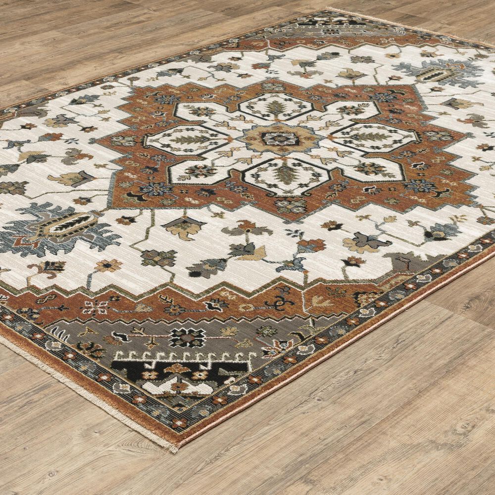 Oriental Weavers Keira Rust and Ivory 5&#39;3&quot; x 7&#39;6&quot; Area Rug, , large
