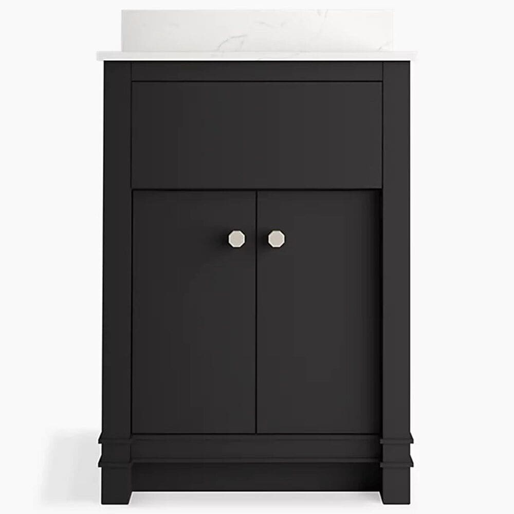 Kohler Alouette 24" Single Bathroom Vanity in Ferrous Grey with 2 cm White Quartz Top and Rectangular Sink, , large