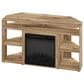 HOMLUX 47" Corner TV Stand with Electric Fireplace in Flagstaff Oak, , large