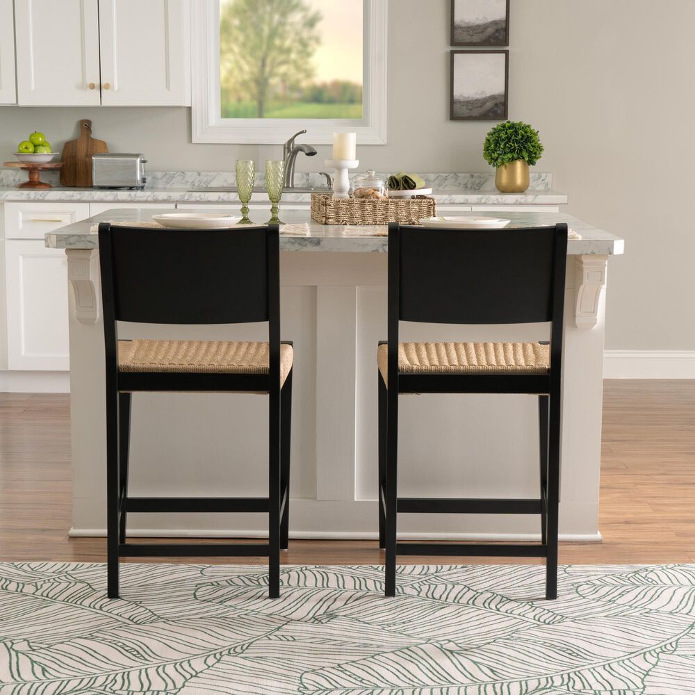 Linon Home Decor Cadence Counter Stool in Matte Black and Natural (Set of 2), , large
