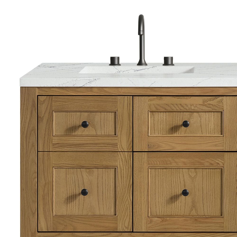 James Martin Vanities Breckenridge 60&quot; Double Bathroom Vanity in Light Natural Oak with 3 cm Ethereal Noctis Quartz Top and Rectangular Sinks, , large