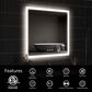 HOMLUX 36" x 36" LED Bathroom Vanity Mirror in Silver, , large