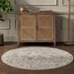 Surya Reina Light Gray, Cream, Denim, Mustard, Rust, Olive and Light Brown 6"7" Round Area Rug, , large