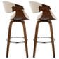 LumiSource Curvini 30" Swivel Barstool with Cream Upholstery in Walnut and Chrome (Set of 2), , large
