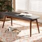Baxton Studio Flora II Dining Bench with Dark Grey Cushion in Medium Oak, , large