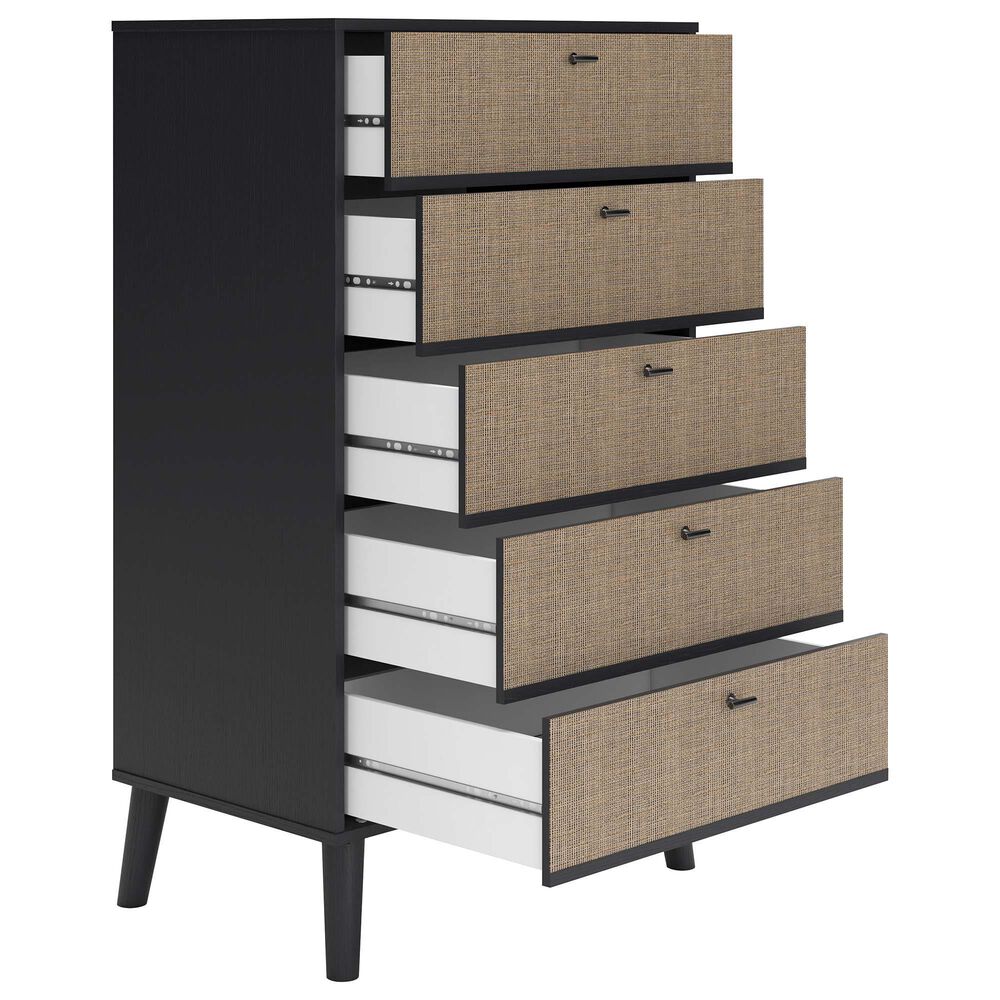 Ashley Charlang 5 Drawer Chest in Matte Black and Beige, , large