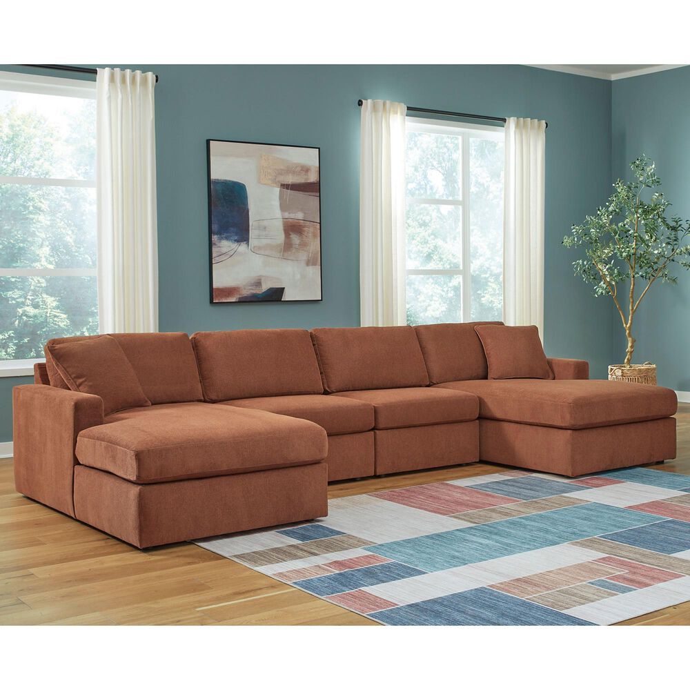 Ashley Modmax 4-Piece Sectional with Double Chaise in Spice, , large