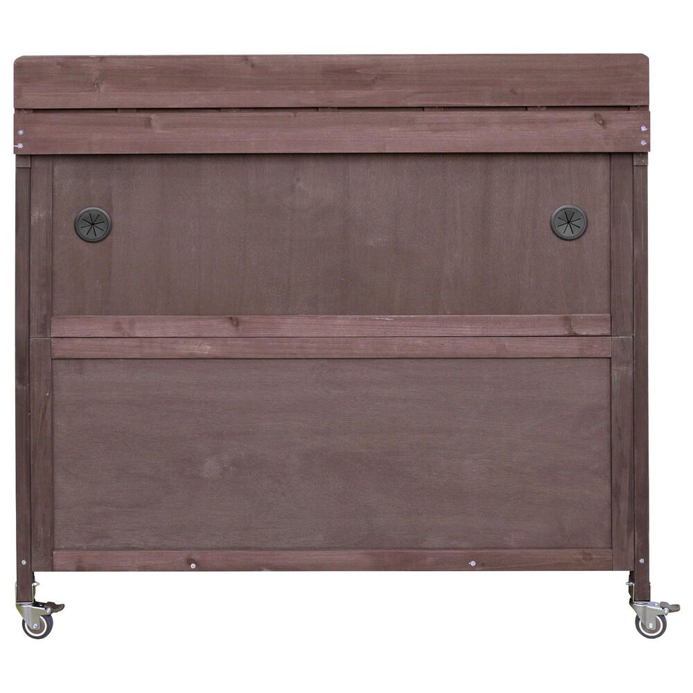 HOMLUX 39" Outdoor Kitchen Island with Stainless Table Top in Dark Brown, , large