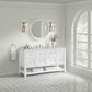James Martin Vanities Breckenridge 60" Single Bathroom Vanity in Bright White with 3 cm Eternal Jasmine Pearl Quartz Top and Rectangular Sink, , large