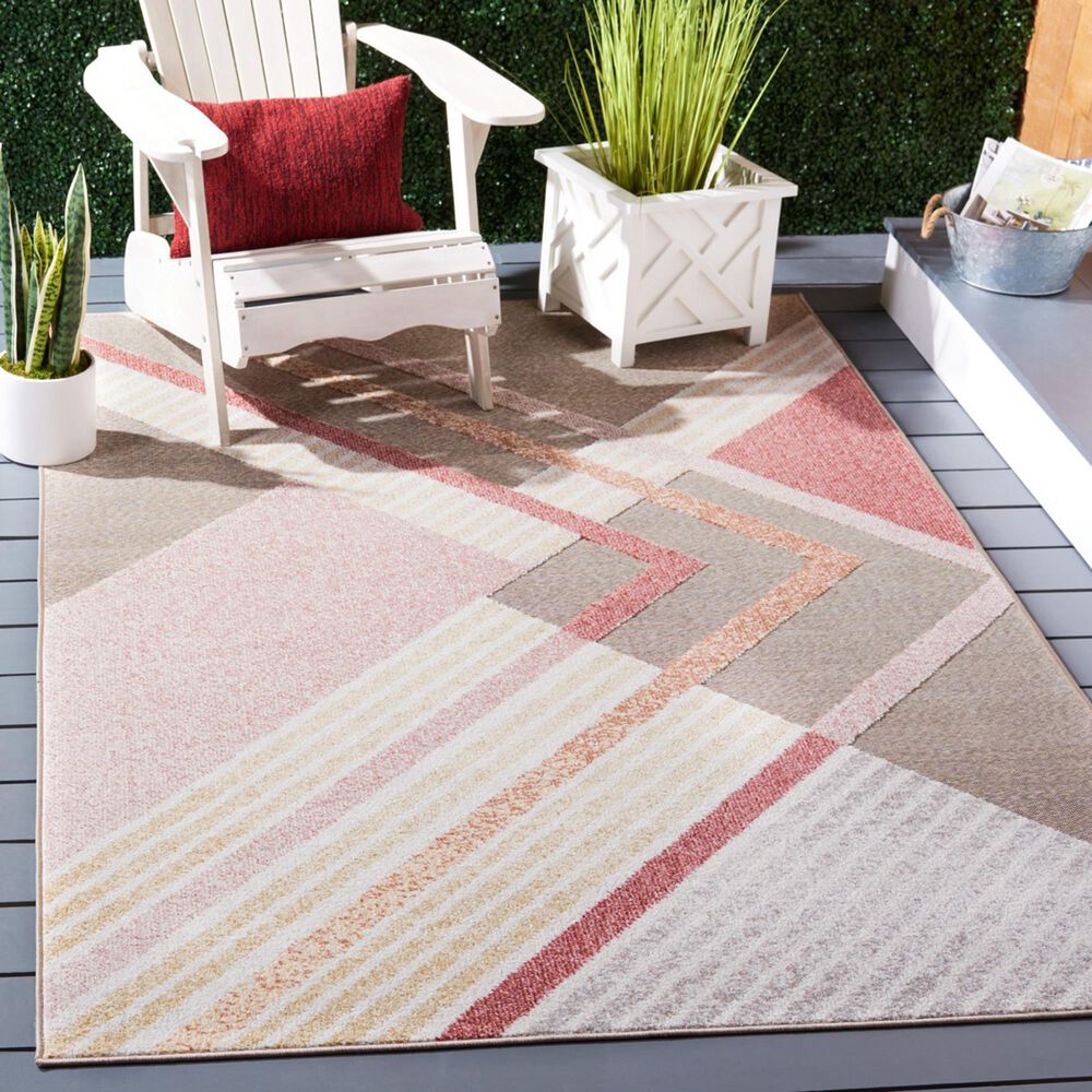 Safavieh Sarasota 5&#39;3&quot; x 7&#39;7&quot; Pink and Brown Indoor/Outdoor Area Rug, , large