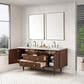 James Martin Vanities Amberly 72" Double Bathroom Vanity in Mid-Century Walnut with Single Hole 3 cm White Zeus Quartz Top and Rectangular Sinks, , large
