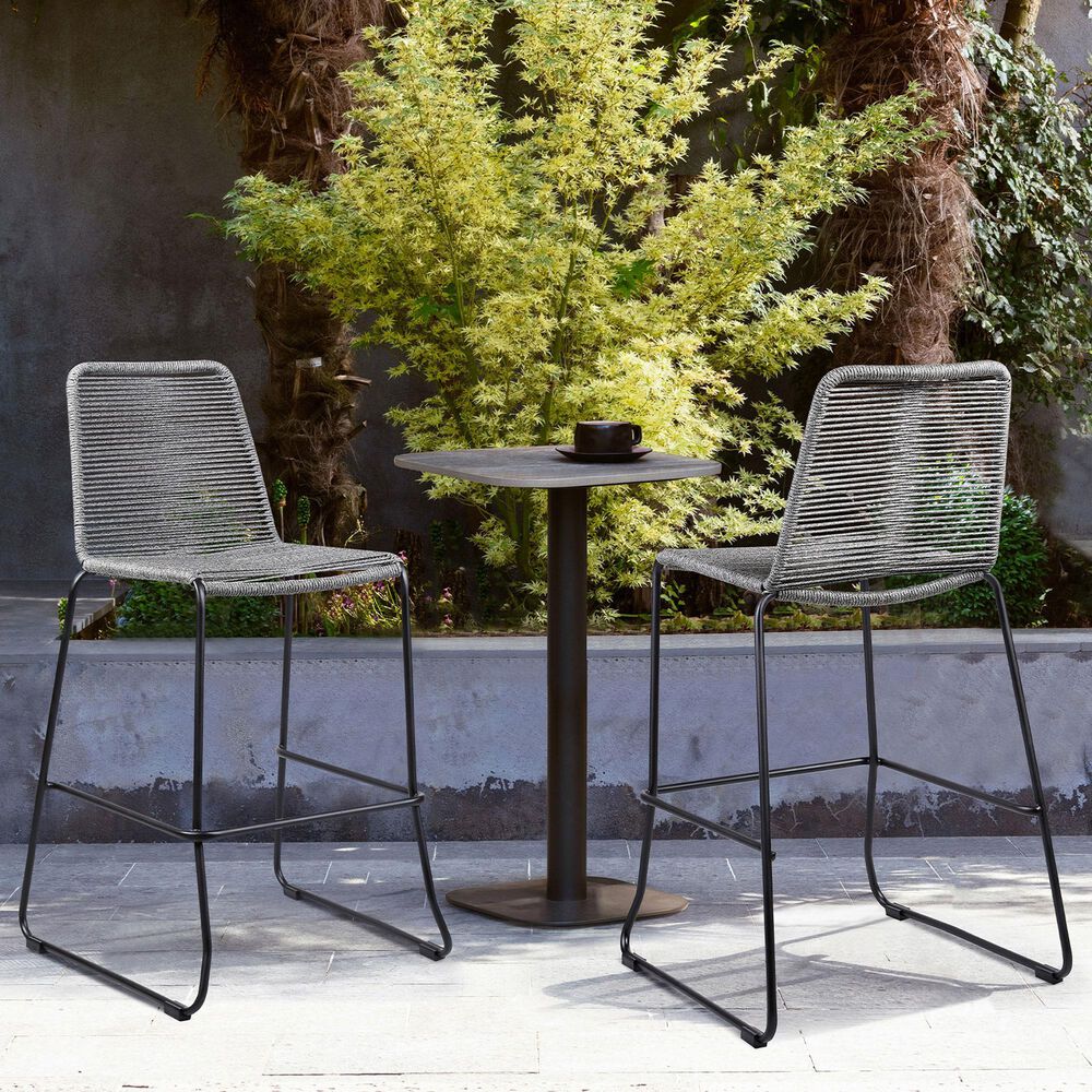 Blue River Shasta Patio Counter Height Bar Stool with Gray Rope Seat in Black (Set of 2), , large