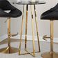 LumiSource Cosmo Bar Table in Gold Metal and Black Wood, , large