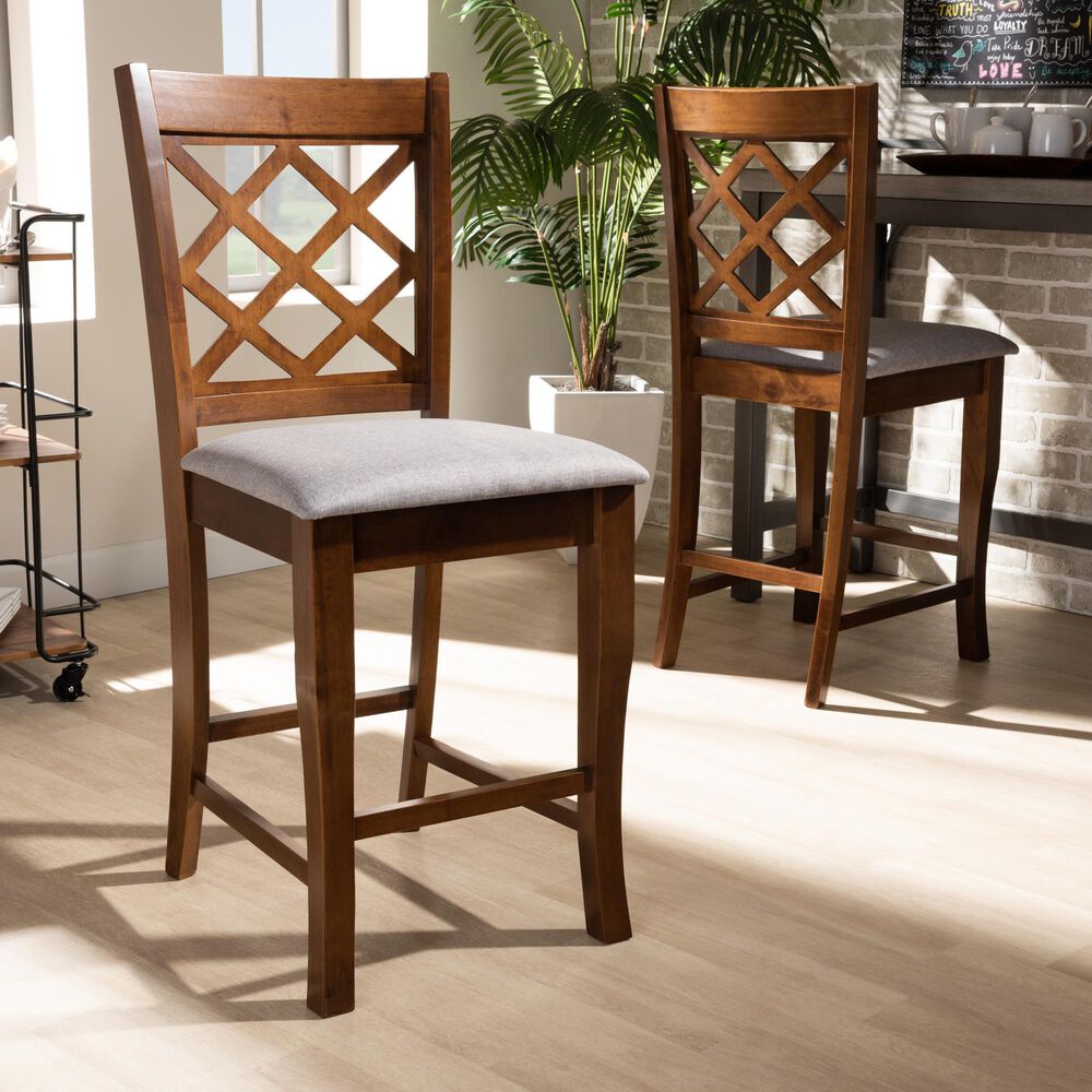Baxton Studio Aria Counter Height Chair in Grey/Walnut &#40;Set of 2&#41;, , large