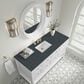 James Martin Vanities Breckenridge 60" Single Bathroom Vanity in Bright White with 3 cm Charcoal Soapstone Quartz Top and Rectangular Sink, , large