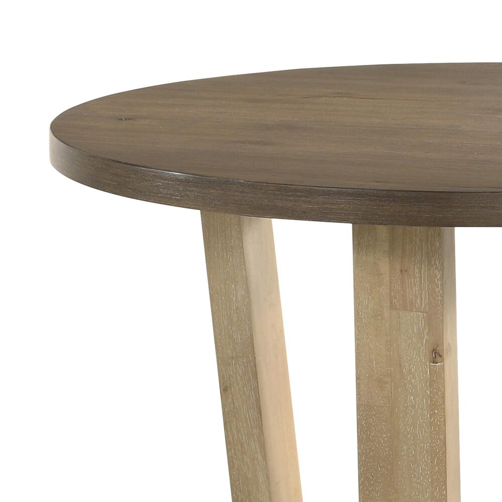 HOMLUX 5-Piece Round Dining Set with Wheat Cushion in Vintage Walnut and Natural Distressed, , large