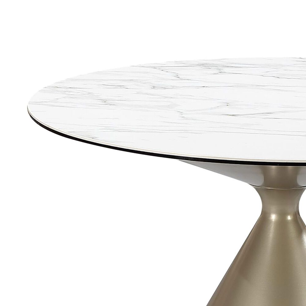 Urban Home Winston Round Dining Table in Oat Milk and Champagne - Table Only, , large