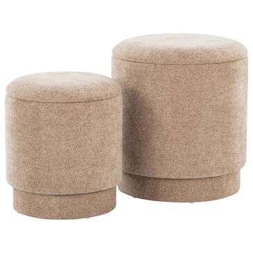 Lumisource Marla 2-Piece Upholstered Ottoman Set in Brown, , large