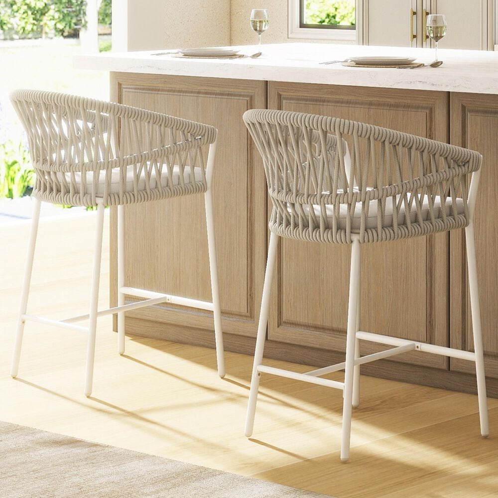 Hearth and Haven Maiden Patio Counter Stool in Beige &#40;Set of 2&#41;, , large