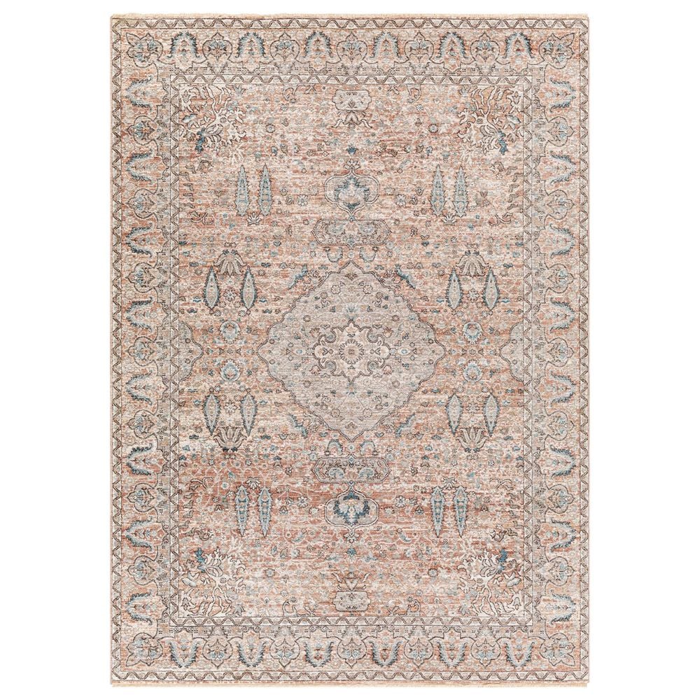 Surya Carlisle Oriental 2" x 2"11" Dusty Pink, Medium Brown, Cream, Pale Blue, Light Sage and Charcoal Area Rug, , large