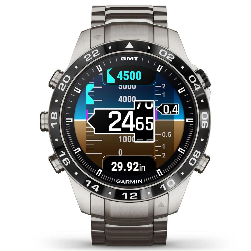 Garmin MARQ 2 Aviator AMOLED Smartwatch Grade 5 Titanium Bezel Case in Silver and Black, , large