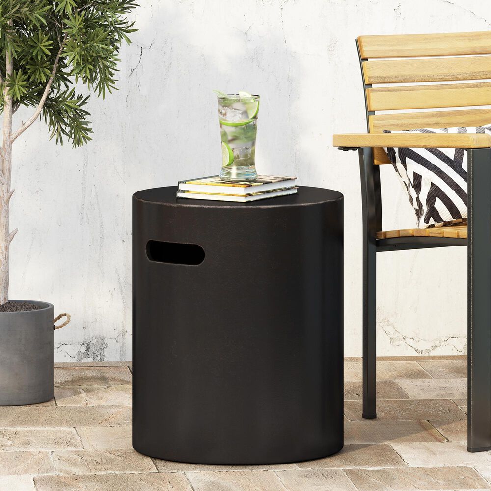 Hearth and Haven Outdoor Cylindrical Side Table with Integrated Handle Cutout in Copper, , large