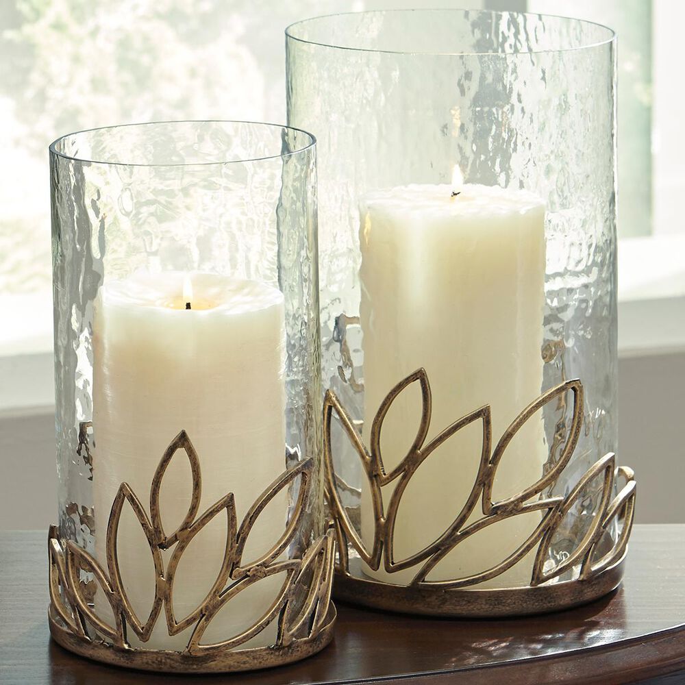 Signature Design by Ashley Pascal Candle Holder Set in Antique Gold (Set of 2), , large