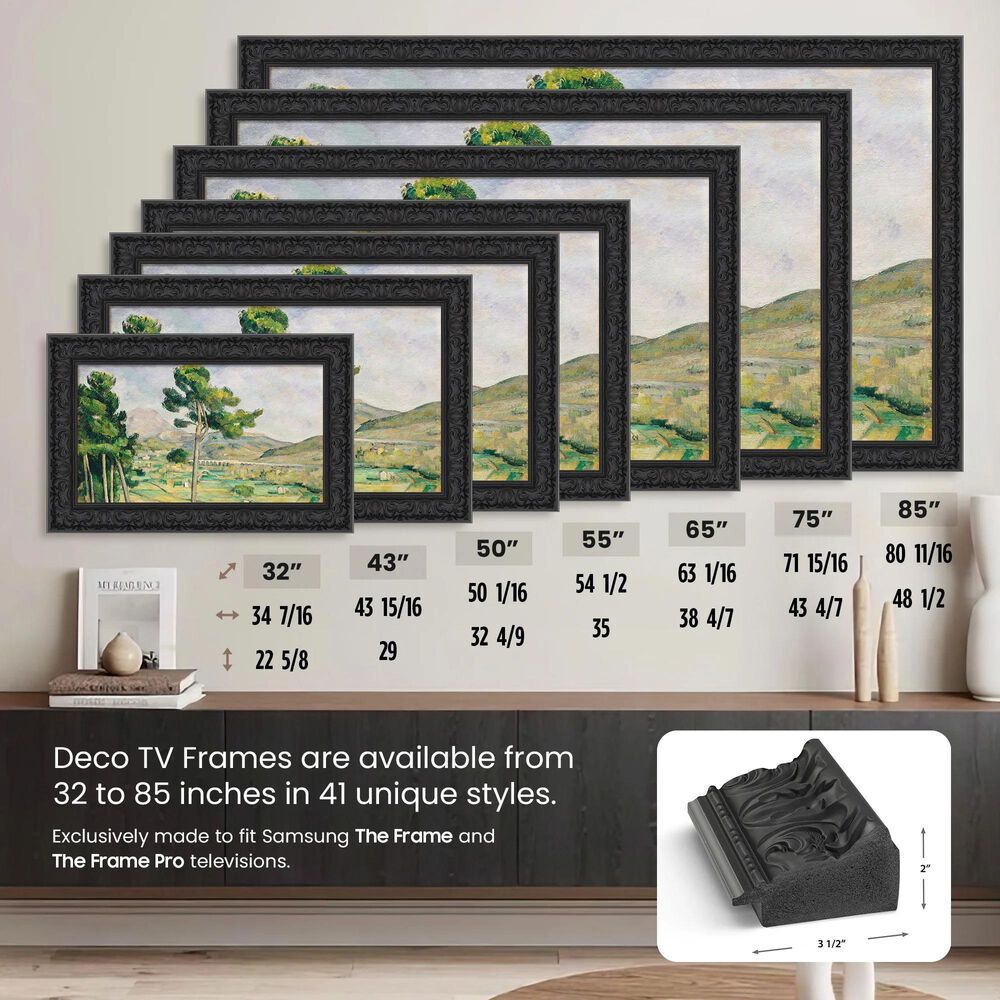 Deco TV Frames Premiere 65" Frame Bezel for Samsung the Frame TV in Tuscan Matte Black, , large